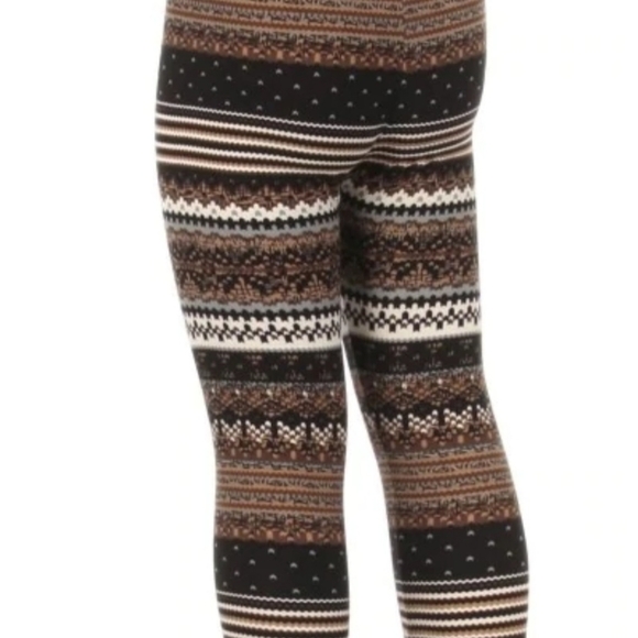LEGGINGS DEPOT Fair Isle Brown Leggings Extra Plus Size 18 NWT - Picture 3 of 7